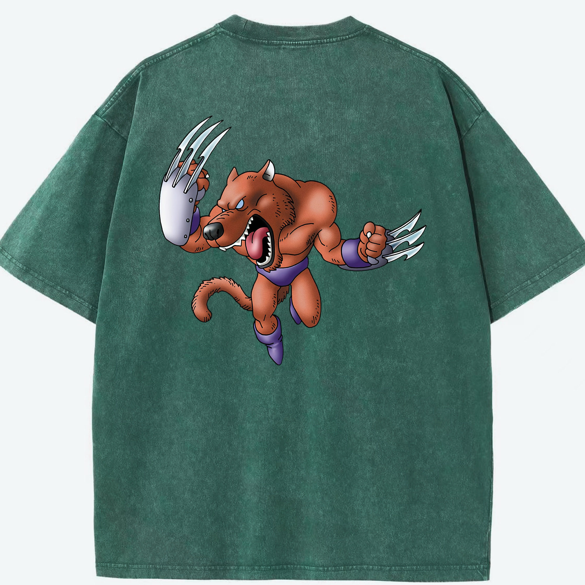 （画像用） ドラゴンクエスト Doragon Kuesuto Dragon Quest 綿100% ヴィンテージ風 半袖Tシャツ（背面プリント）